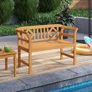 Acacia Wood 2-Person Patio Loveseat with Backrest and Armrests for Porch