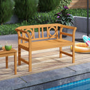 Acacia Wood 2-Person Patio Loveseat with Backrest and Armrests for Backyard