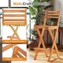 Acacia Wood Bar Height Chair with Backrest and Footrest for Backyard