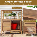 Outdoor Potting Bench Acacia Wood Garden Potting Table Planting Work Bench Station with Louvered Doors