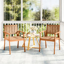 Acacia Wood Outdoor Dining Chairs Set of 2 PE Rattan Patio Chairs with Backrests and Armrests