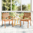 Acacia Wood Outdoor Dining Chairs Set of 2 PE Rattan Patio Chairs with Backrests and Armrests