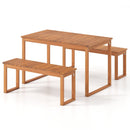 Acacia Wood Outdoor Garden Bench Set of 1/2 with Slatted Seat for Front Porch