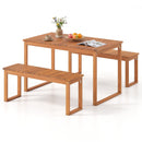 Acacia Wood Outdoor Garden Bench Set of 1/2 with Slatted Seat for Front Porch