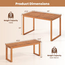 Acacia Wood Outdoor Garden Bench Set of 1/2 with Slatted Seat for Front Porch