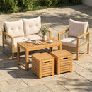 Acacia Wood Outdoor Coffee Table with Stools Set of 2 3 Pieces Patio Table and Stools Set
