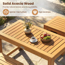 Acacia Wood Outdoor Coffee Table with Stools Set of 2 3 Pieces Patio Table and Stools Set