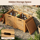 Acacia Wood Outdoor Coffee Table with Stools Set of 2 3 Pieces Patio Table and Stools Set