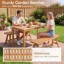 Acacia Wood Outdoor Garden Bench Set of 1/2 with Slatted Seat and 800 lbs Capacity