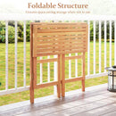 Acacia Wood Outdoor Bar Table with Slatted Tabletop for Balcony