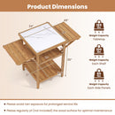 Acacia Wood Outdoor Grill Table with Faux Marble Top and Drop