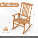 Acacia Wood Oversized Rocking Chair with High Back
