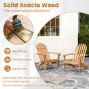 Acacia Wood Patio Adirondack Chair with Inclined Seat and High Backrest for Porch Poolside-Natural