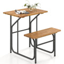 Acacia Wood Patio Table Bench Set One-Side Picnic Table and Seat
