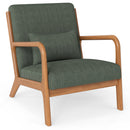 Accent Chair Corduroy Upholstered Lounge Chair with Lumbar Pillow