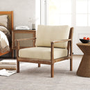 Modern Accent Chair with Solid Rubber Wood Armrests