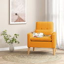 Accent Chair with Lumbar Pillow Natural Rubber Wood Legs Padded Cushions