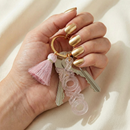 Acrylic Keychain with Tassel - XOXO or Babe | Cute Gold Tone Key Ring Gift Accessory