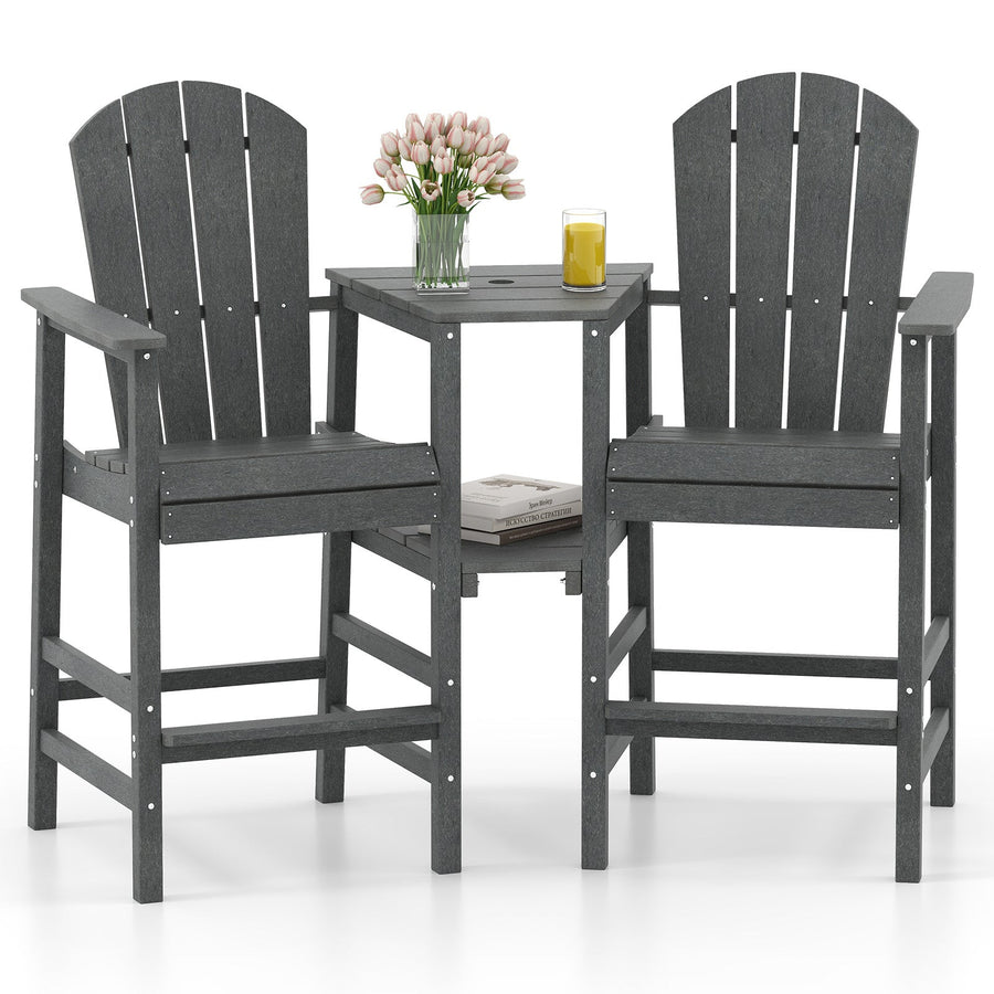 2-Seat Adirondack Chair All-Weather Adirondack Chair with Double Connecting Tray
