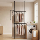 Floor to Ceiling Clothes Rack with 2 Hanging Rods - Adjustable