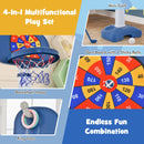 4-In-1 Adjustable Kids Basketball Hoop with Ring Toss Sticky Ball