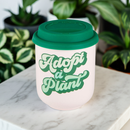 Adopt a Plant Ceramic To Go Mug | Holds 16 oz. | Eco Mug with Silicone Lid and Sleeve
