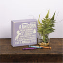 Advice From Unicorn Wooden Box Sign | Purple with White Lettering 6" x 6"