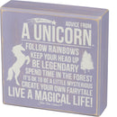 Advice From Unicorn Wooden Box Sign | Purple with White Lettering 6" x 6"