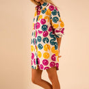 All Over Smiley Preslie Poplin Shirt Dress | Organic Cotton Beltable Dress or Tunic with Pockets