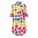 All Over Smiley Preslie Poplin Shirt Dress | Organic Cotton Beltable Dress or Tunic with Pockets