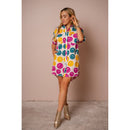 All Over Smiley Preslie Poplin Shirt Dress | Organic Cotton Beltable Dress or Tunic with Pockets