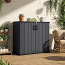 All-Weather Storage Box with Floor and Removable Shelf for Patio and Lawn