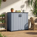 All-Weather Storage Box with Floor and Removable Shelf for Patio and Lawn