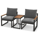 3 Pieces Aluminum Frame Weatherproof Outdoor Conversation Set with Soft Cushions-Gray