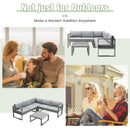 4 Pieces Aluminum Patio Furniture Set with Thick Seat and Back Cushions-Gray