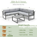 4 Pieces Aluminum Patio Furniture Set with Thick Seat and Back Cushions-Gray