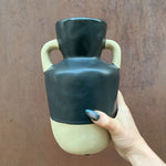 Amphora Stoneware Vase | Two-Toned Modern Flower Pot | 5.5" Dia x 9.5" H