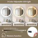 Anti-Fog Round Led Bathroom Mirror with 3 Color LED Lights