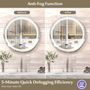 Anti-Fog Round Led Bathroom Mirror with 3 Color LED Lights