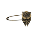 Antique Bronze Owl Safety Pin Brooch | Shawl Pin