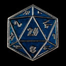 Aqua and Silver D20 Pin