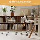 Armless Rolling Office Chair with Swivel Seat and PU Leather Cushion-Clear