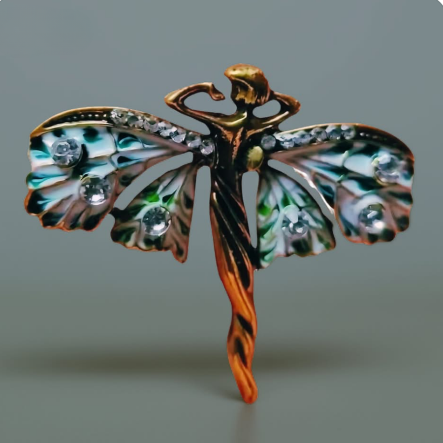 Art Nouveau Fairy Brooch | Vintage Enchanted Fairytale Pin 1.8