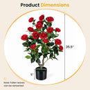 Artificial Camellia Tree in Cement Pot 35.5" Faux Flower Plant