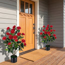 Artificial Camellia Tree in Cement Pot 35.5" Faux Flower Plant