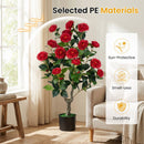 Artificial Camellia Tree in Cement Pot 35.5" Faux Flower Plant