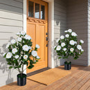 Artificial Camellia Tree in Cement Pot 35.5" Faux Flower Plant