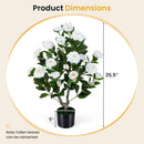 Artificial Camellia Tree in Cement Pot 35.5" Faux Flower Plant