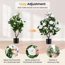Artificial Camellia Tree in Cement Pot 35.5" Faux Flower Plant