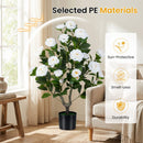 Artificial Camellia Tree in Cement Pot 35.5" Faux Flower Plant
